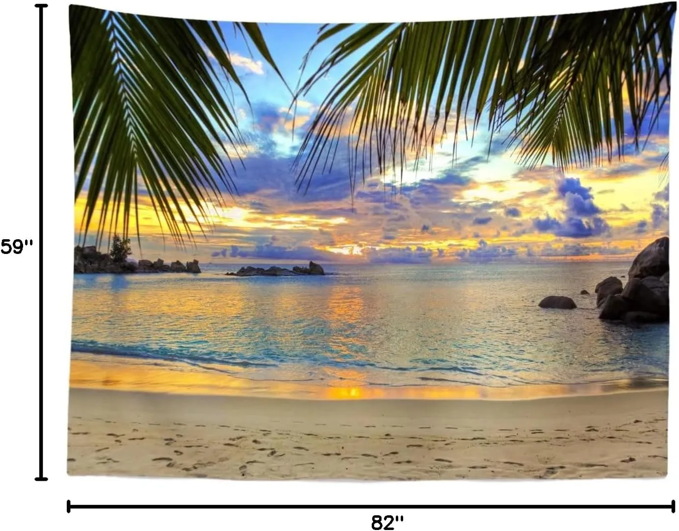 BELECO Sunset Beach Backdrop 7x5ft Fabric Summer Tropical Sea Palm Tree Hawaii Scenery Background Birthday Wedding Party Decor Baby Shower Photoshoot Prop Kids Adults Family Portrait Photo Prop