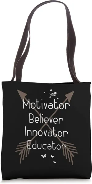 Believer Motivator Innovator Educator Retro Teacher Gifts Tote Bag