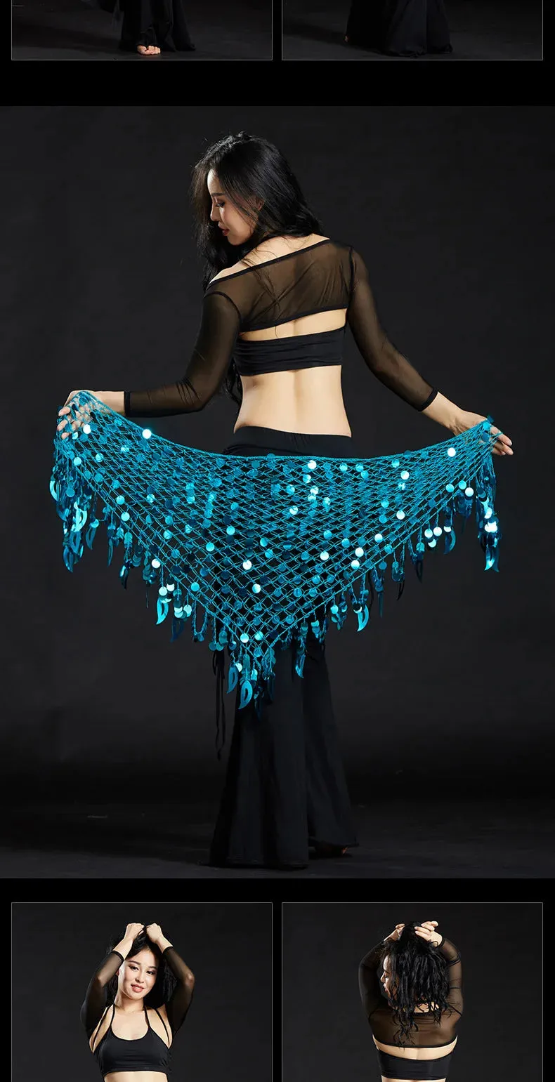 Belly Dance Hip Scarf with Sequins - New Style Costume Belt for Women