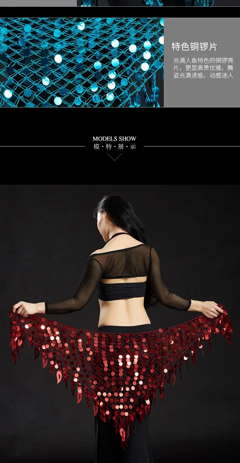 Belly Dance Hip Scarf with Sequins - New Style Costume Belt for Women