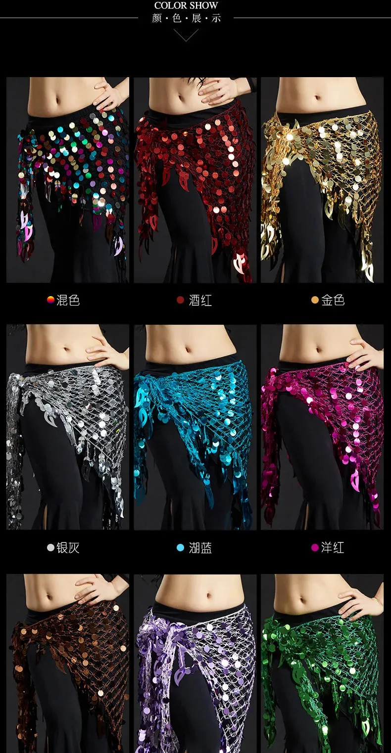 Belly Dance Hip Scarf with Sequins - New Style Costume Belt for Women