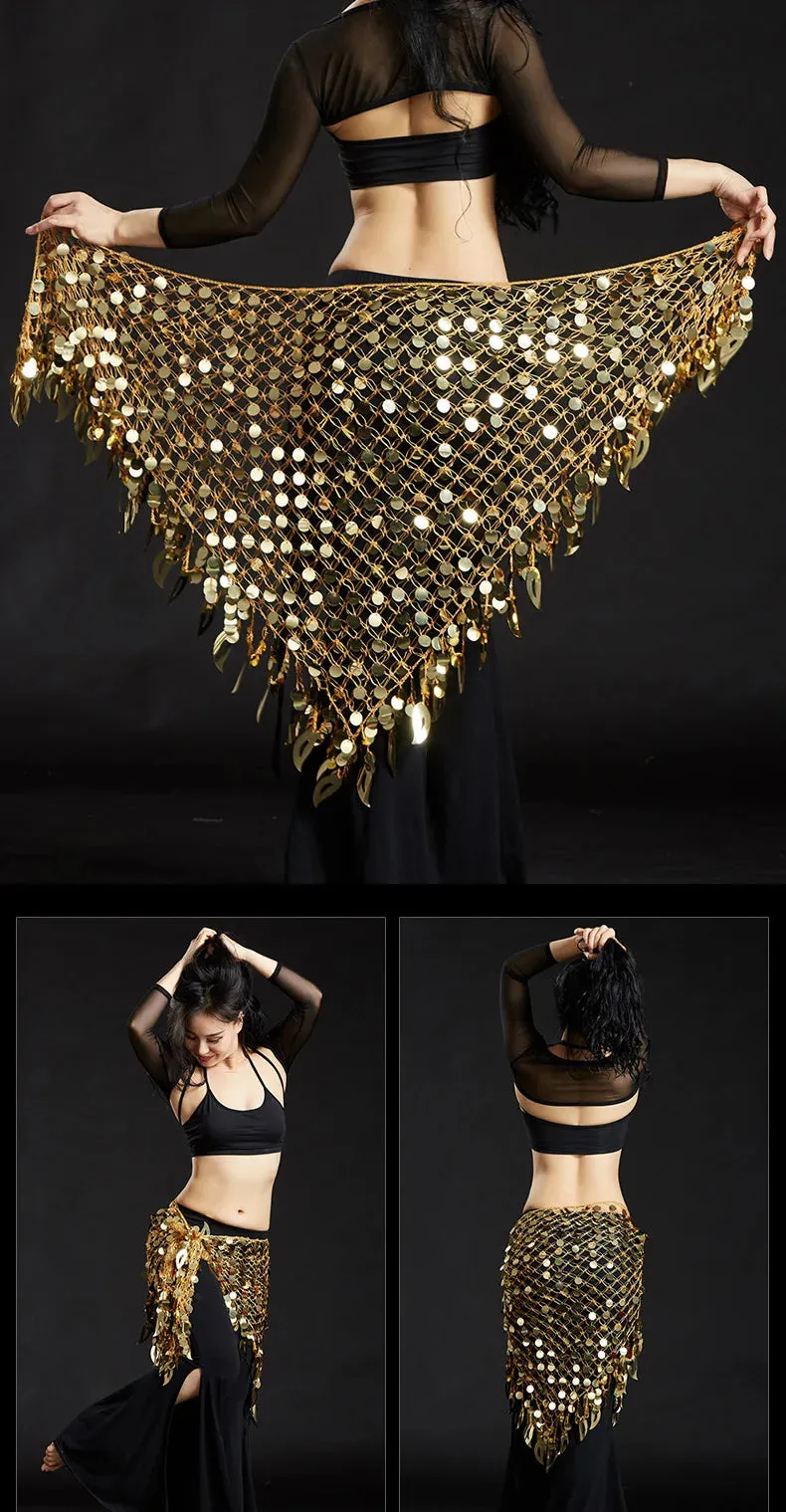 Belly Dance Hip Scarf with Sequins - New Style Costume Belt for Women