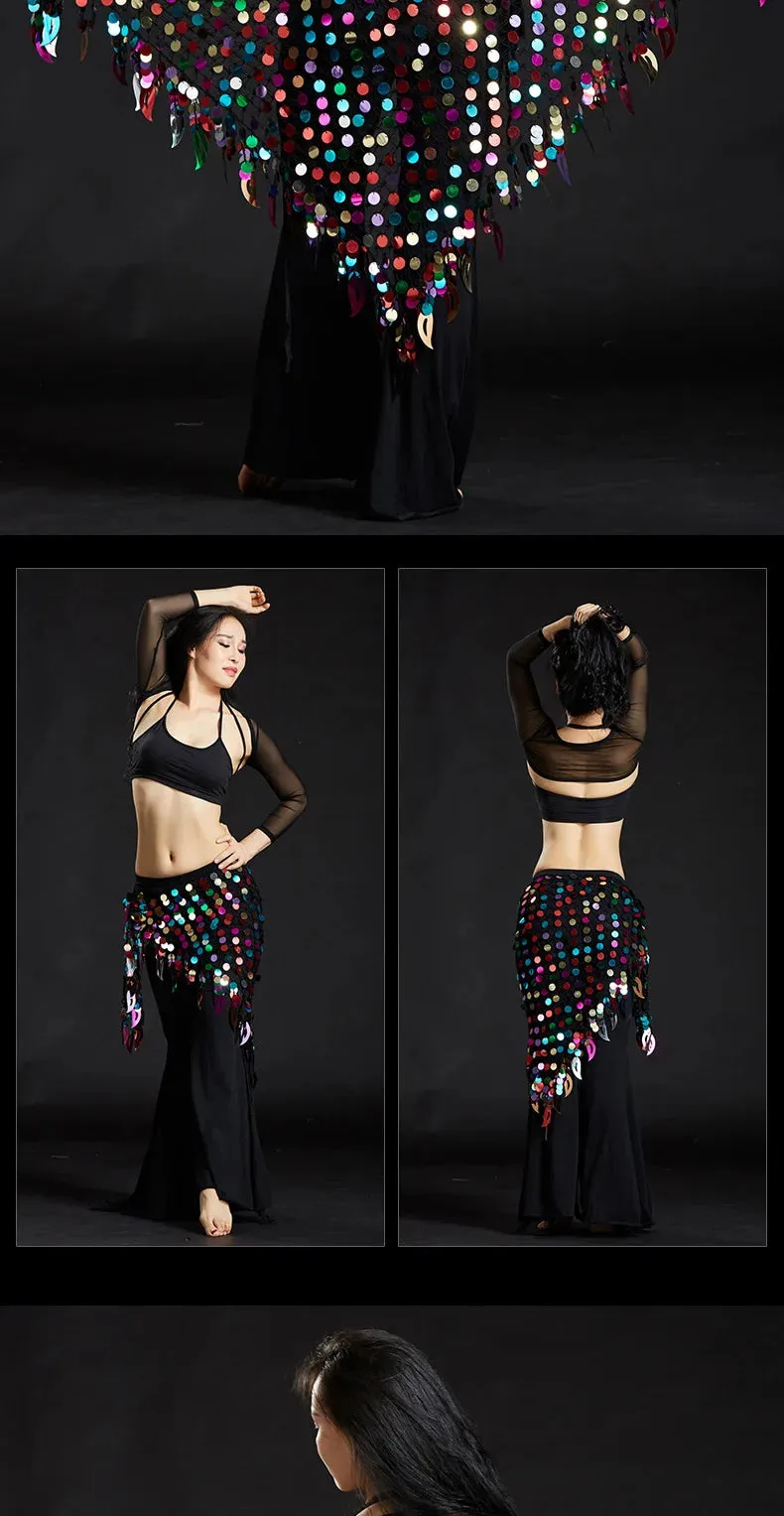 Belly Dance Hip Scarf with Sequins - New Style Costume Belt for Women