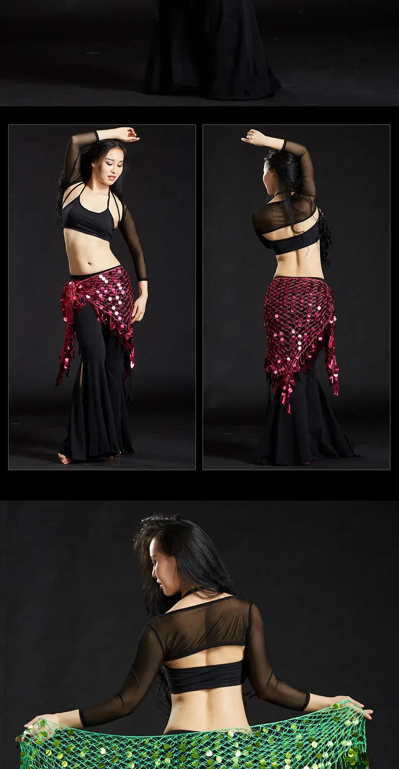 Belly Dance Hip Scarf with Sequins - New Style Costume Belt for Women