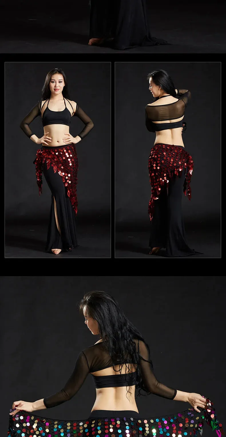 Belly Dance Hip Scarf with Sequins - New Style Costume Belt for Women