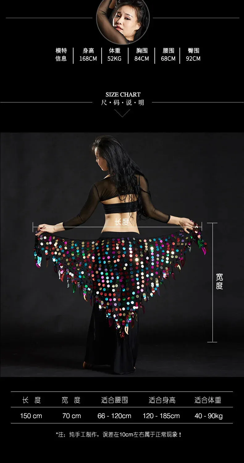 Belly Dance Hip Scarf with Sequins - New Style Costume Belt for Women