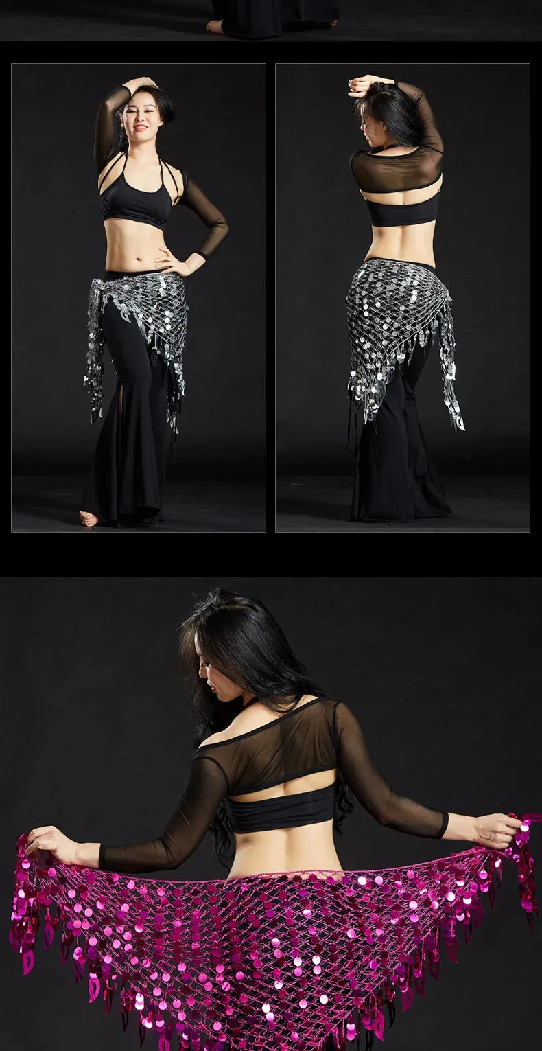Belly Dance Hip Scarf with Sequins - New Style Costume Belt for Women
