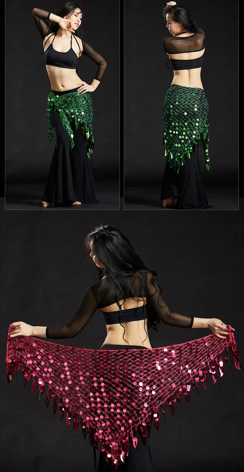Belly Dance Hip Scarf with Sequins - New Style Costume Belt for Women