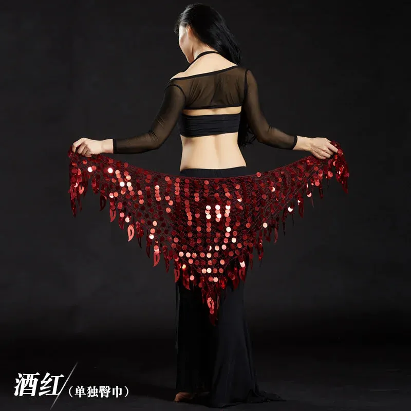 Belly Dance Hip Scarf with Sequins - New Style Costume Belt for Women