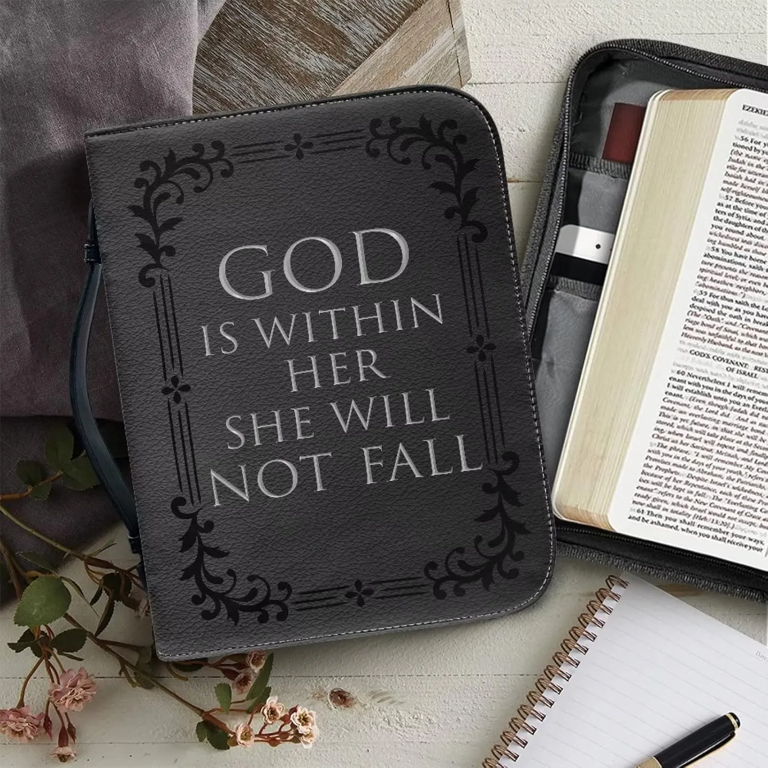 Bible Cover Case PU Leather Book Cover for Women Girls, Large Capacity Scripture Bag Bible Cover Bags
