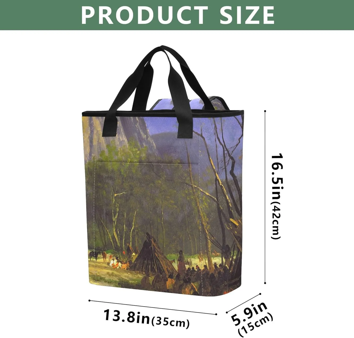 Bierstadt Indians Council Landscape Lightweight Insulated Coolers 36 Cans Insulated Ladies Lunch Bag 13.8''x5.9''x16.5