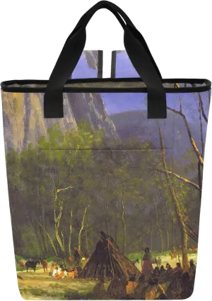 Bierstadt Indians Council Landscape Lightweight Insulated Coolers 36 Cans Insulated Ladies Lunch Bag 13.8''x5.9''x16.5