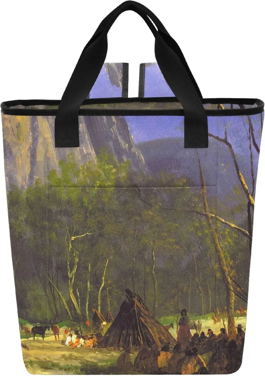 Bierstadt Indians Council Landscape Lightweight Insulated Coolers 36 Cans Insulated Ladies Lunch Bag 13.8''x5.9''x16.5