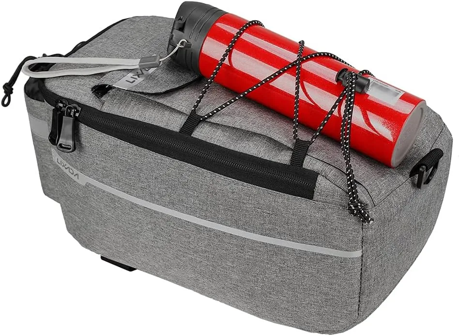 Bike Trunk Cooler Bag Insulated Rear Rack Storage Reflective for Riding Night Cycling (Dark blue)