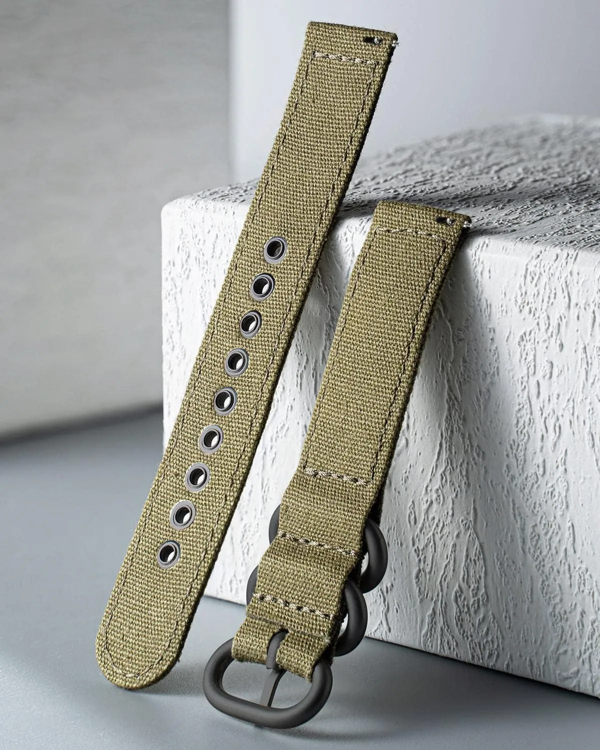 BINLUN Canvas Watch Bands Replacement Sail Cloth Cotton Fabric Watch Straps Soft Quick Release Watchbands in Black Khaki Army Green Blue with Black/Silver Buckle for Men Women 18/20/22/24mm