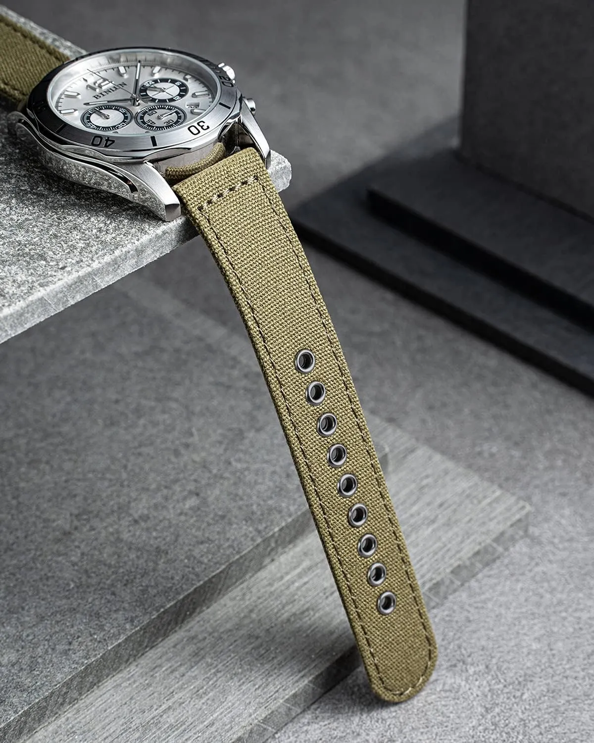 BINLUN Canvas Watch Bands Replacement Sail Cloth Cotton Fabric Watch Straps Soft Quick Release Watchbands in Black Khaki Army Green Blue with Black/Silver Buckle for Men Women 18/20/22/24mm