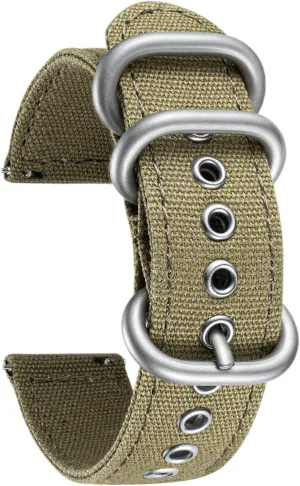 BINLUN Canvas Watch Bands Replacement Sail Cloth Cotton Fabric Watch Straps Soft Quick Release Watchbands in Black Khaki Army Green Blue with Black/Silver Buckle for Men Women 18/20/22/24mm