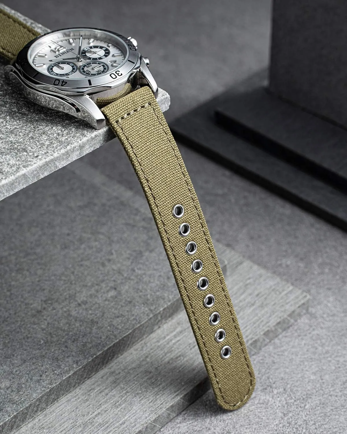 BINLUN Canvas Watch Bands Replacement Sail Cloth Cotton Fabric Watch Straps Soft Quick Release Watchbands in Black Khaki Army Green Blue with Black/Silver Buckle for Men Women 18/20/22/24mm