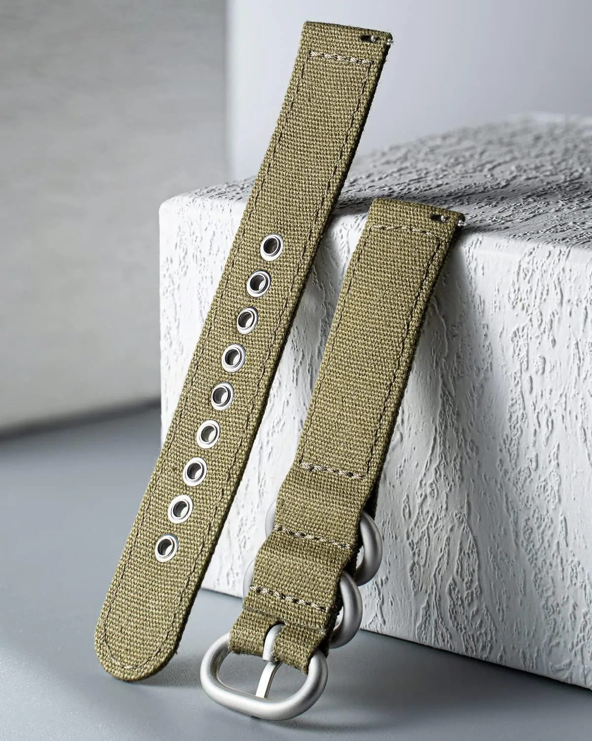 BINLUN Canvas Watch Bands Replacement Sail Cloth Cotton Fabric Watch Straps Soft Quick Release Watchbands in Black Khaki Army Green Blue with Black/Silver Buckle for Men Women 18/20/22/24mm