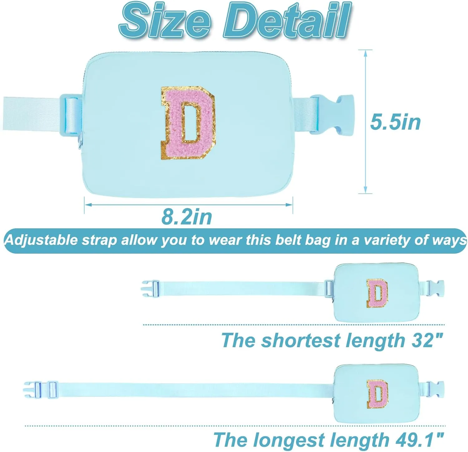 Birthday Gifts for 4 5 6 7 8 9 10 11 12 13 Year Old Girls,Graduation Gifts for Teens Kids Daughter Sister Her,Fanny Pack Crossbody Bag Belt Bag Cute Trendy Stuff | Blue,D