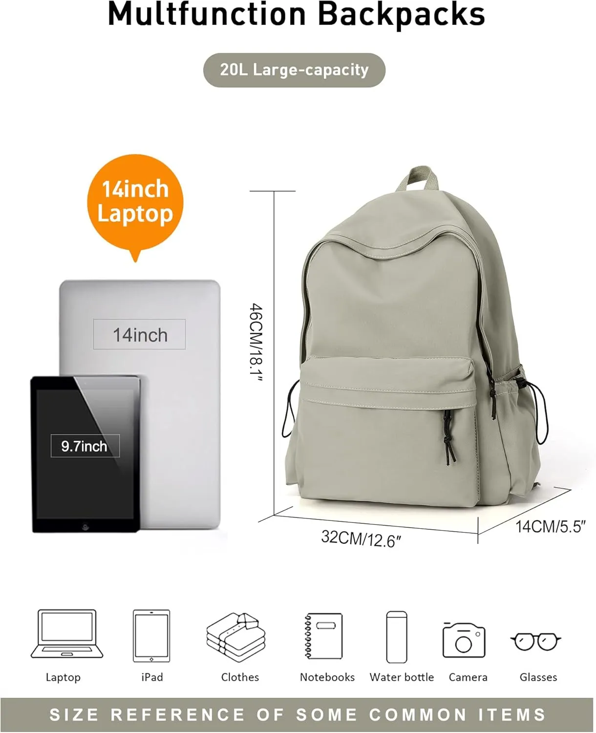 BJLFS Green School Backpack for Girls Water Resistant High School Book Bag Simple Backpack for Teens Boys Girls, Lightweight Simple Middle School Back Pack Daypack