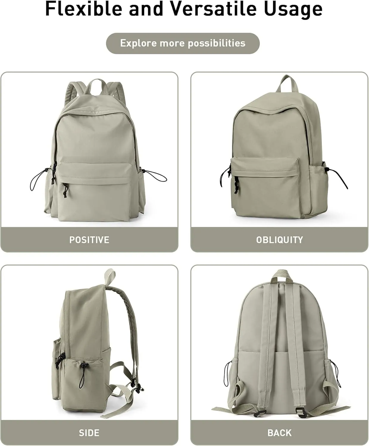 BJLFS Green School Backpack for Girls Water Resistant High School Book Bag Simple Backpack for Teens Boys Girls, Lightweight Simple Middle School Back Pack Daypack
