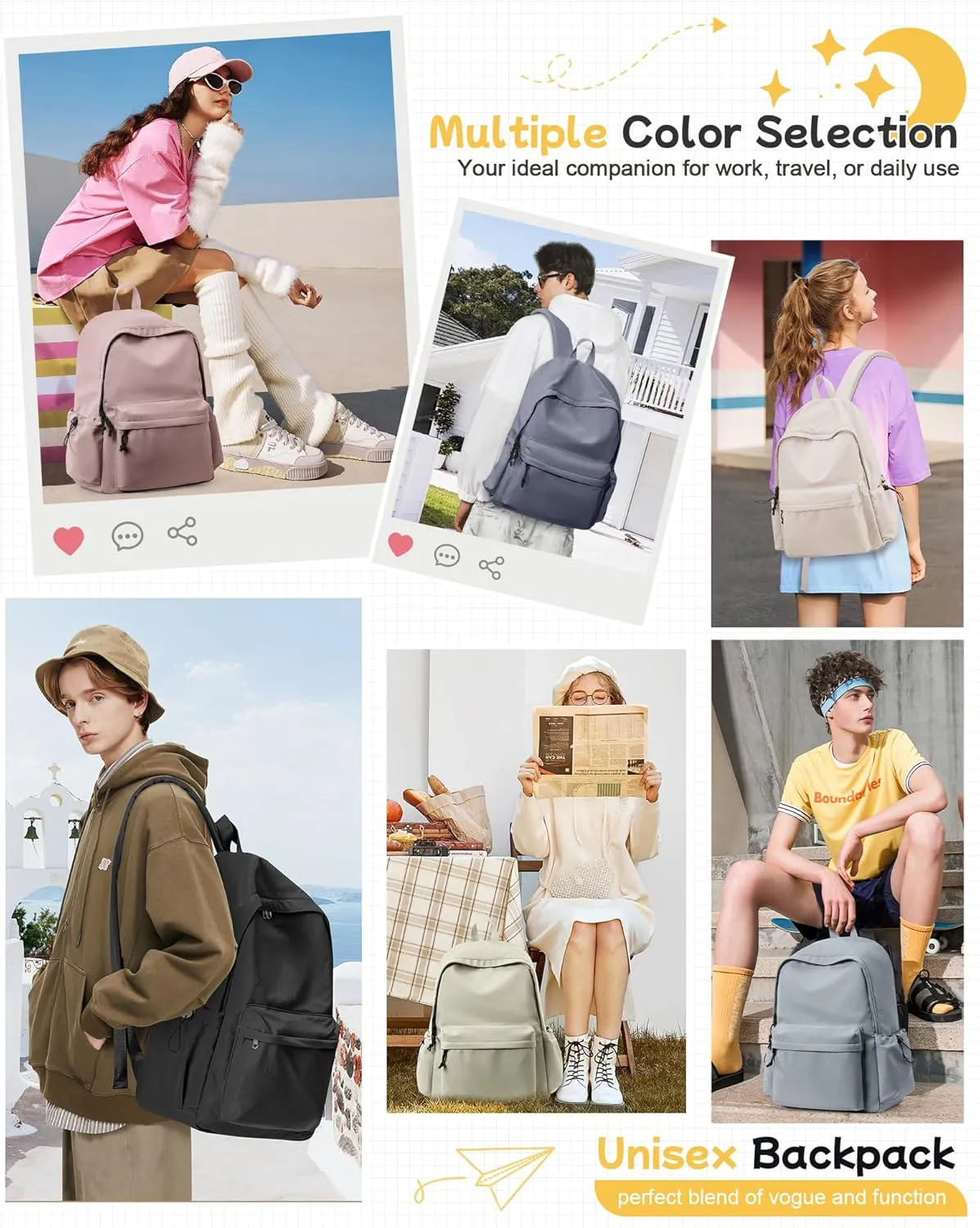 BJLFS Green School Backpack for Girls Water Resistant High School Book Bag Simple Backpack for Teens Boys Girls, Lightweight Simple Middle School Back Pack Daypack