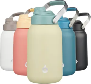 BJPKPK Half Gallon Insulated Water Bottles, 64oz Water Jug with Metal Handle & BPA Free Spout Lid, Dishwasher Safe Thermos, Large Stainless Steel Gym Sport Jugs, Chartreuse