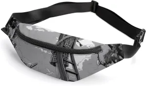 Black And White Illustration Fanny Pack for Women Men Waist Bag Waterproof Belt Bag with Adjustable Strap