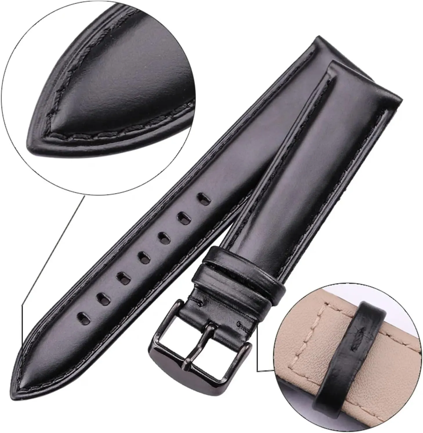 Black Brown Watchbands 18mm 19mm 20mm 21mm 22mm 24mm Smooth Watch Band Strap With Pin Buckle Watches Accessories