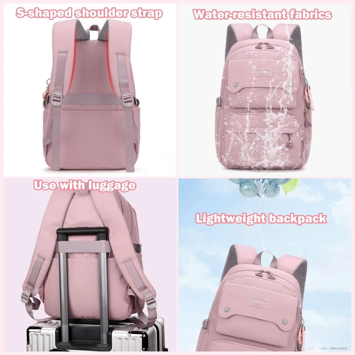 Black Girls School Backpack,Kids Backpack for Teen Girls Elementary Middle School Bookbag Multi-pocket Fashion Daypack