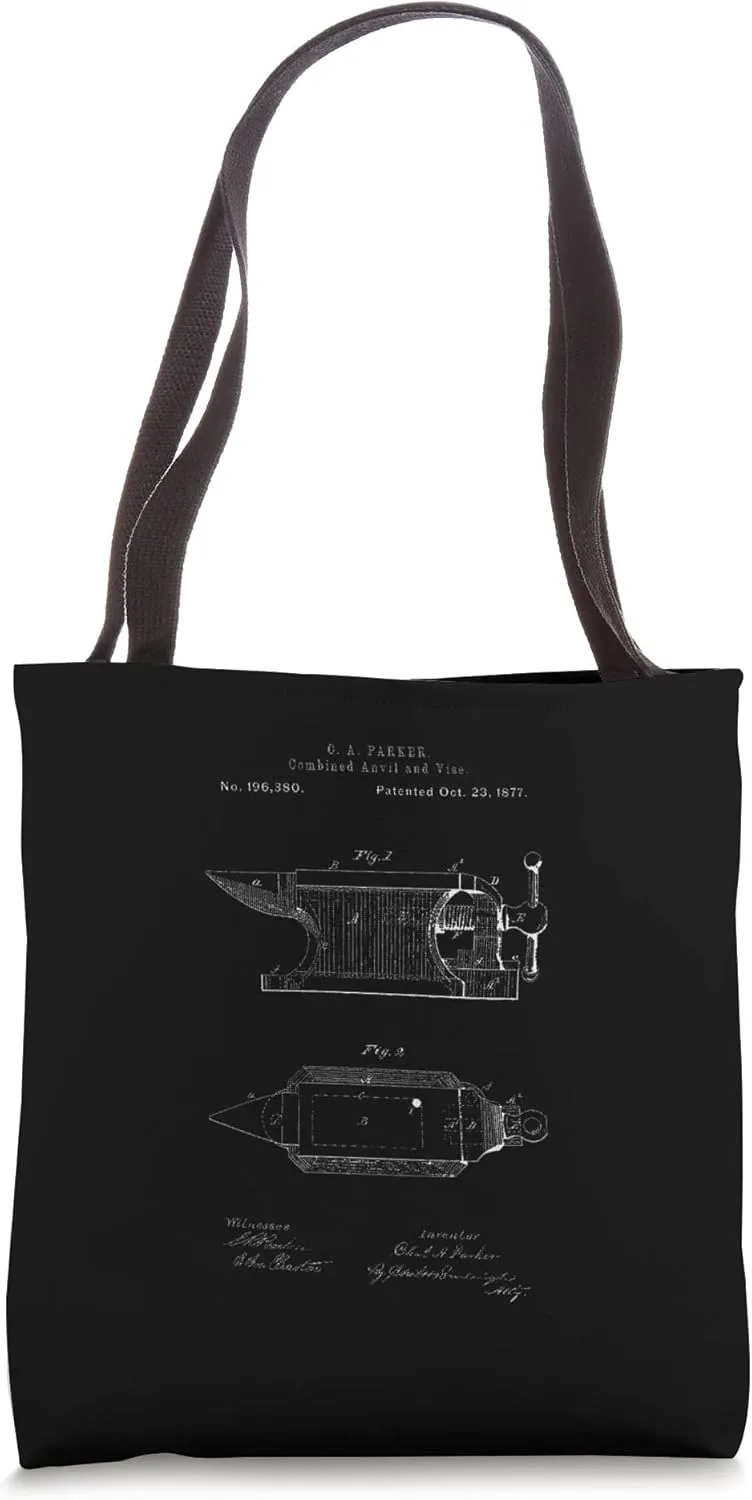 Blacksmithing Anvil Patent Forging Metalworking Blacksmith Tote Bag
