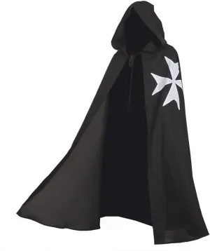 BLESSUME Medieval Hospitaller Hood Robe Templar Knight Cloak Halloween Costume Cape Unisex