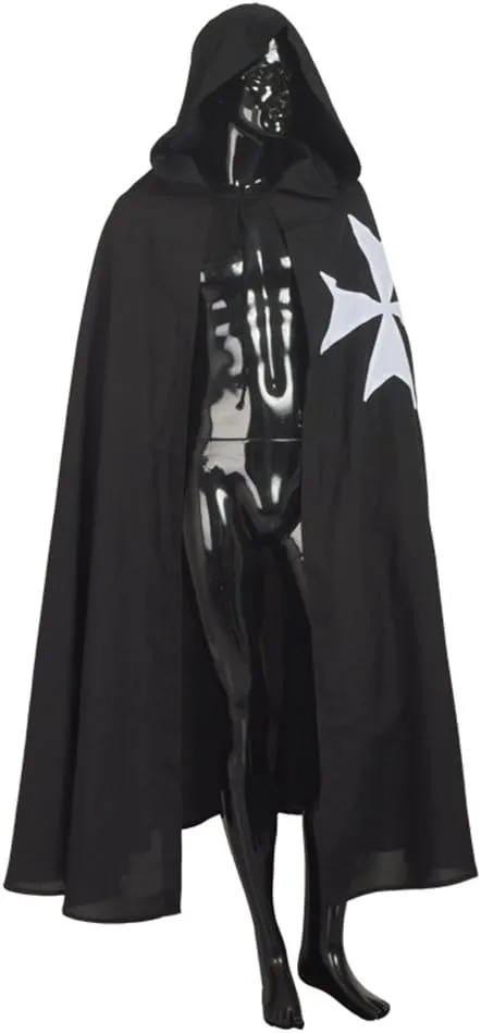 BLESSUME Medieval Hospitaller Hood Robe Templar Knight Cloak Halloween Costume Cape Unisex