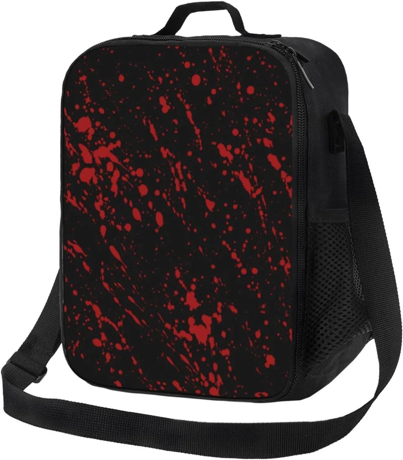 Blood Soaked, Bloody Horror Fright Halloween Lunch Tote Bag With Adjustable Shoulder Strap - Lunch Bag With Pockets For Work, Study And Picnic (10.5 X 8 X 4.5 Inches)