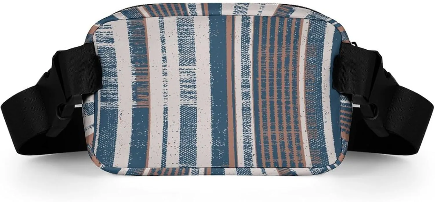 Blue Brown Vertical Stripes Belt Bag Fanny Pack for Women Men Colored Crossbody Waist Bag Pack Adjustable Casual Bag for Travel Running Workout Cycling