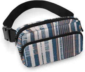 Blue Brown Vertical Stripes Belt Bag Fanny Pack for Women Men Colored Crossbody Waist Bag Pack Adjustable Casual Bag for Travel Running Workout Cycling