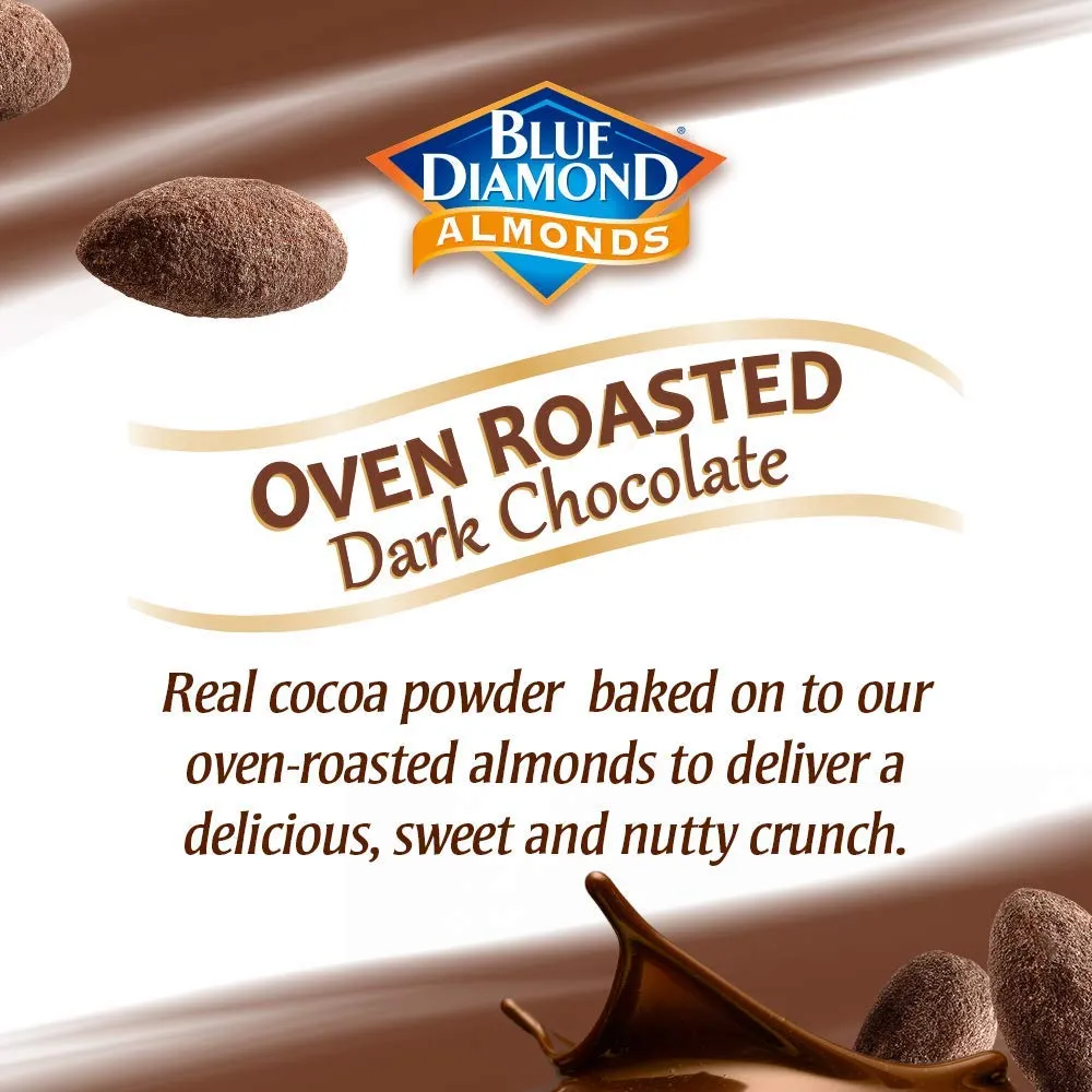 Blue Diamond Almonds Dark Chocolate Cocoa Dusted Snack Nuts, 100 Calorie Packs, (Pack of 1, 32 Count Toal)