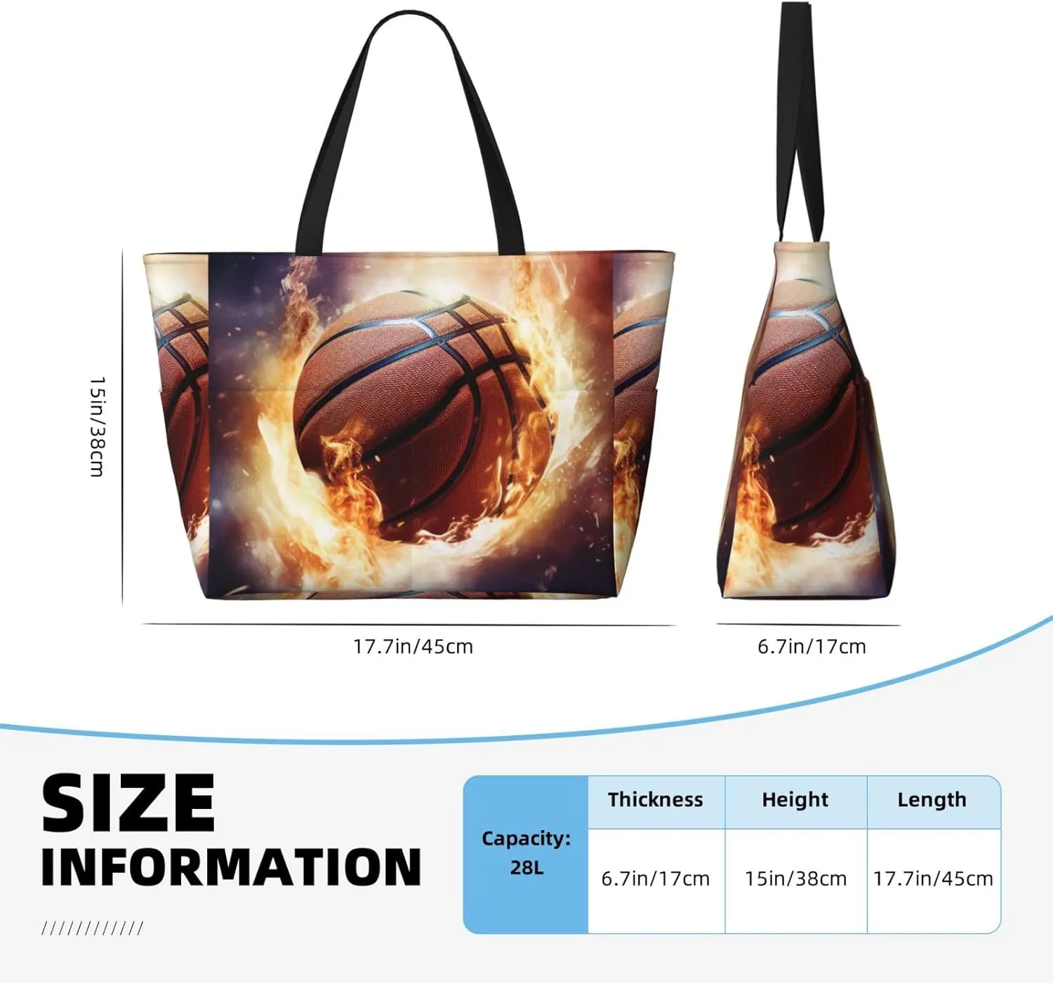 Blue Texture Wallpaper Printed Multi functional Beach Bag Wide and Waterproof Travel Handbag