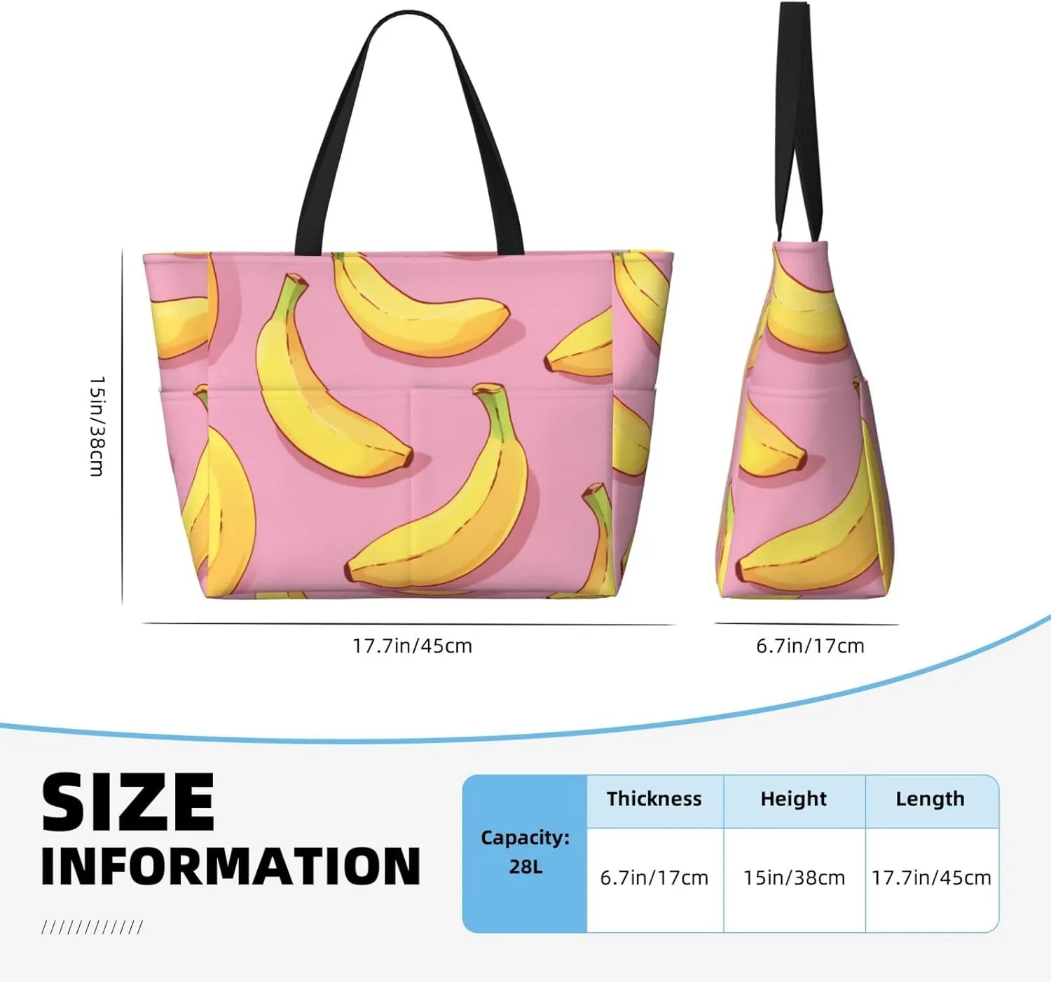 Blue Texture Wallpaper Printed Multi functional Beach Bag Wide and Waterproof Travel Handbag