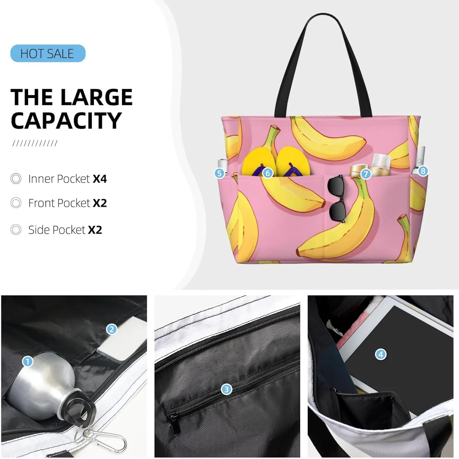 Blue Texture Wallpaper Printed Multi functional Beach Bag Wide and Waterproof Travel Handbag