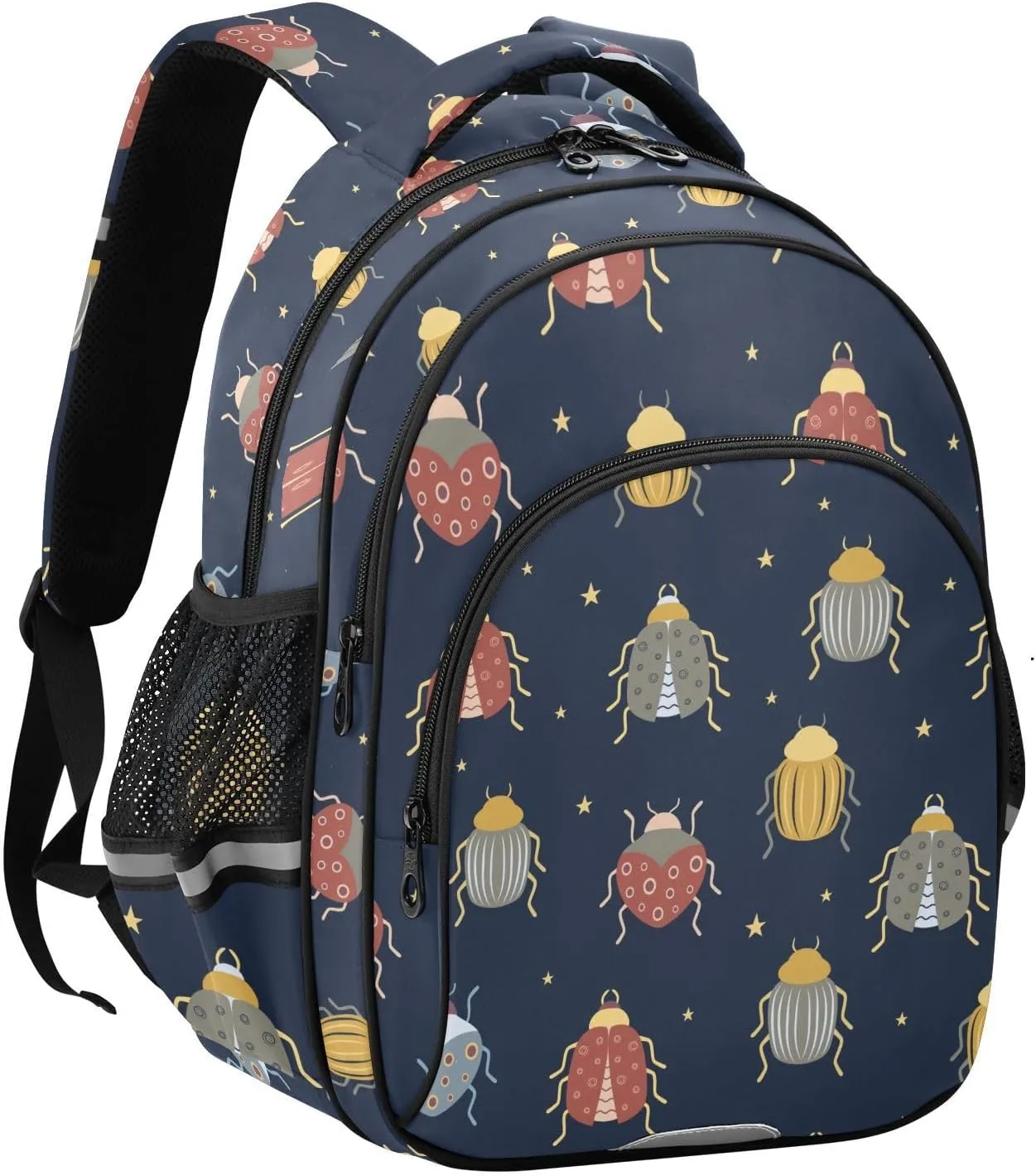 Boho Beetles and Star Backpack for Kids Elementary School Bag Boys Girls Bookbag Travel Backpack Daypack