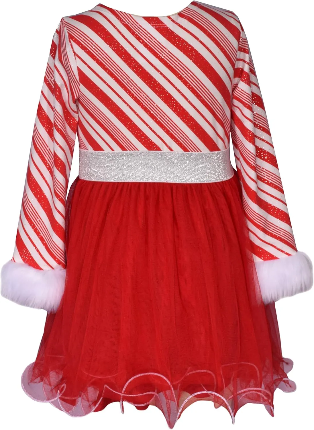 Bonnie Jean Girl's Christmas Holiday Dress - Candy Cane Striped Santa Dress for Baby Toddler Little and Big Girls
