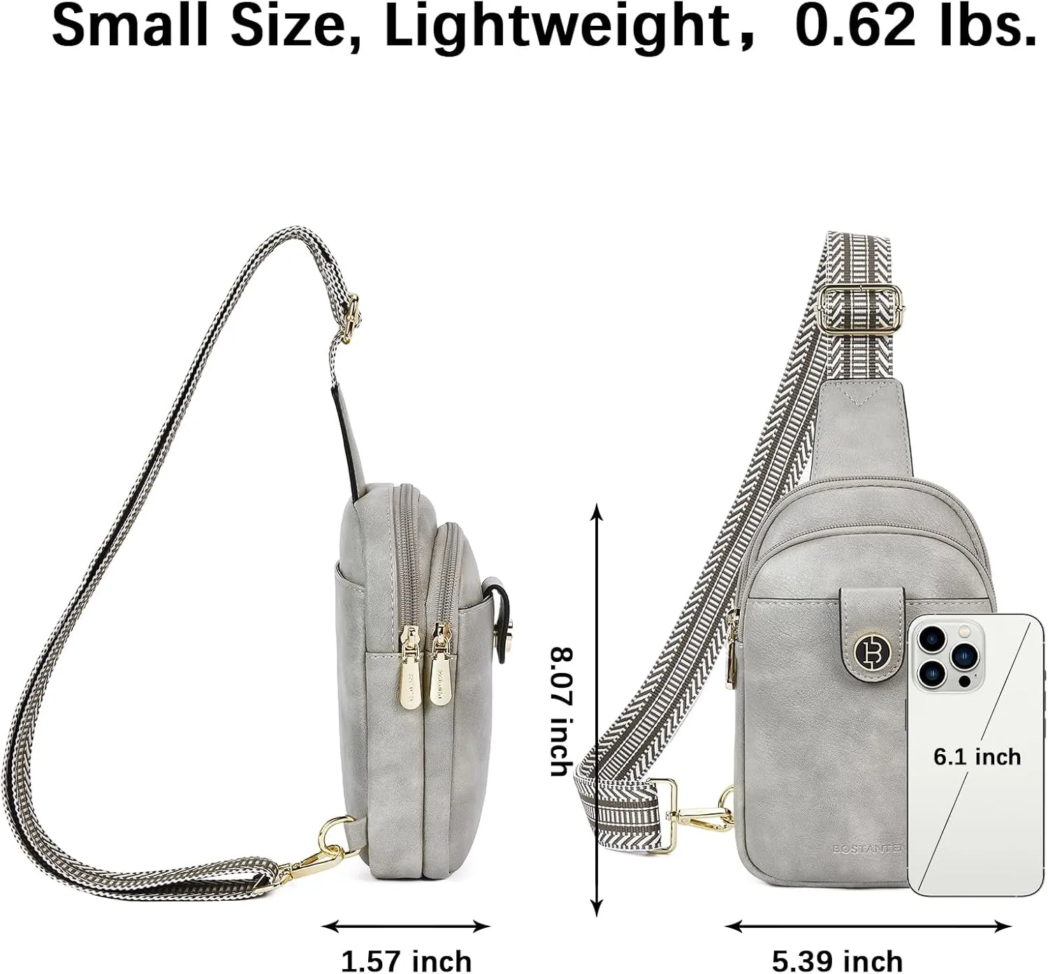 BOSTANTEN Small Sling Bag Crossbody Bags for Women Trendy Crossbody Purse Leather Chest Bag