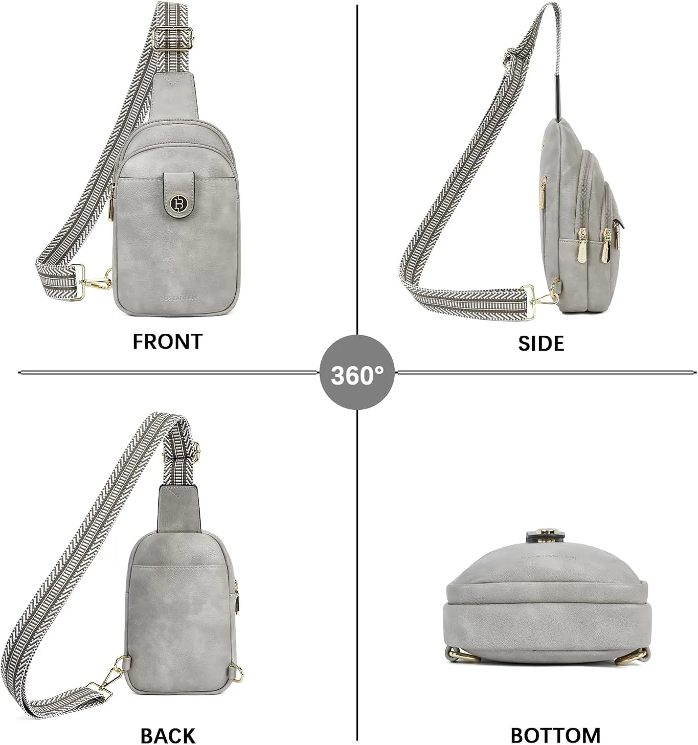 BOSTANTEN Small Sling Bag Crossbody Bags for Women Trendy Crossbody Purse Leather Chest Bag