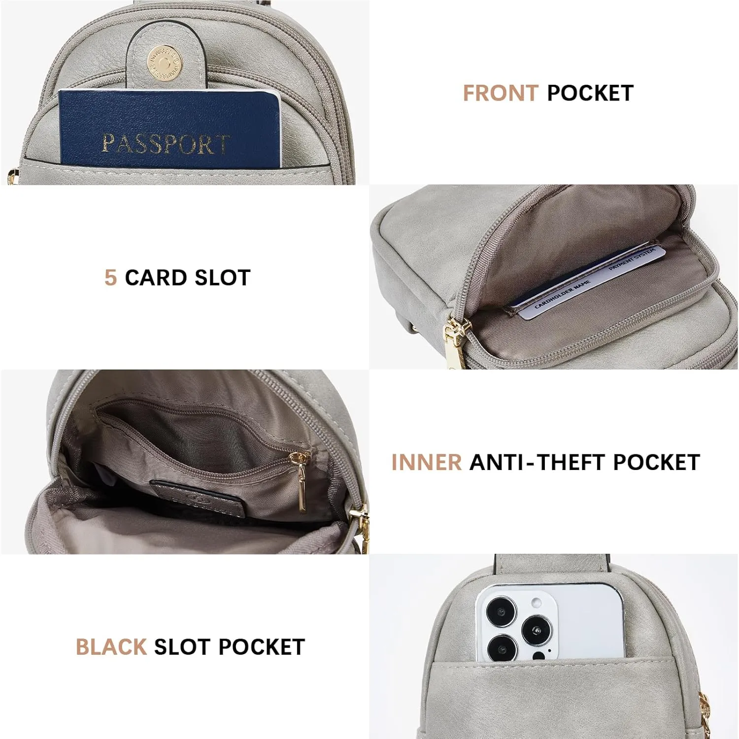 BOSTANTEN Small Sling Bag Crossbody Bags for Women Trendy Crossbody Purse Leather Chest Bag