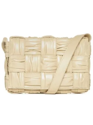 Bottega Veneta Cassette Intrecciato Leather Cross Bag Porridge