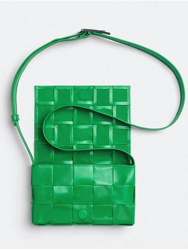 Bottega Veneta Cassette Intrecciato Small Leather Cross Bag Parakeet