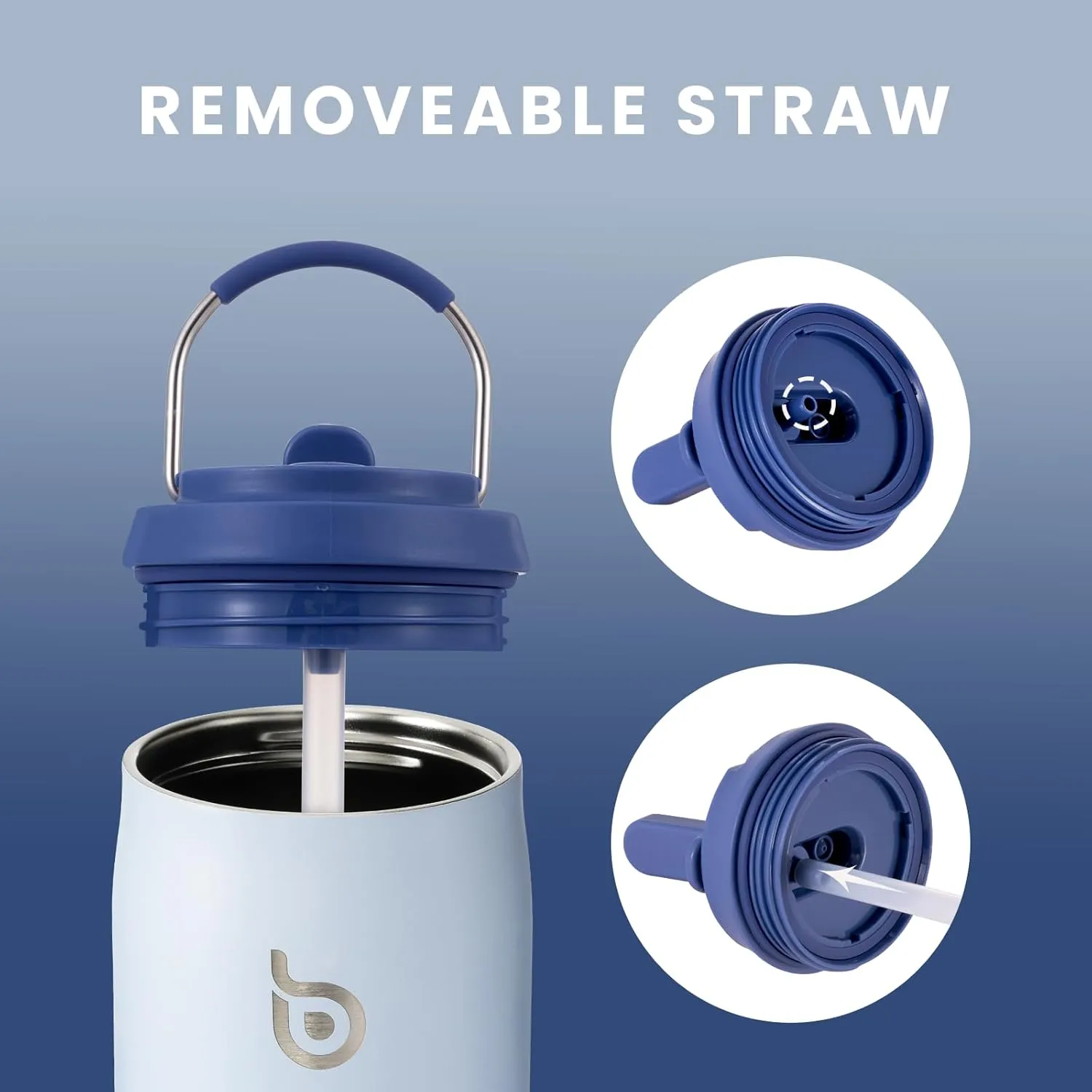 BOTTLE BOTTLE Stainless Steel Water Bottle with Straw and Lid, 32 oz Vacuum Insulated Flask Stay Cold for 24 Hrs Hot for 12 Hrs Leak-Proof Wide Mouth Sports Water Bottles Best Gifts blue