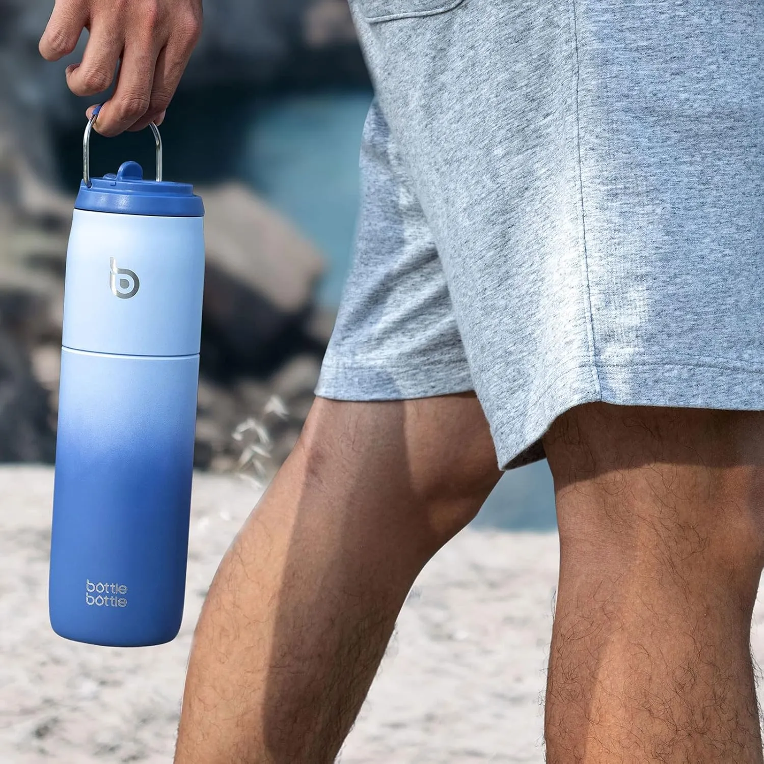 BOTTLE BOTTLE Stainless Steel Water Bottle with Straw and Lid, 32 oz Vacuum Insulated Flask Stay Cold for 24 Hrs Hot for 12 Hrs Leak-Proof Wide Mouth Sports Water Bottles Best Gifts blue